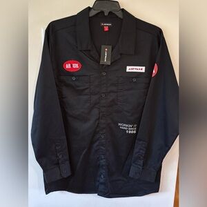 Airwalk Men’s Black Long Sleeve Button Down Utility Shirt NWT Size XL